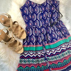 FINAL SALE! Colorful Geometric Print Summer Dress